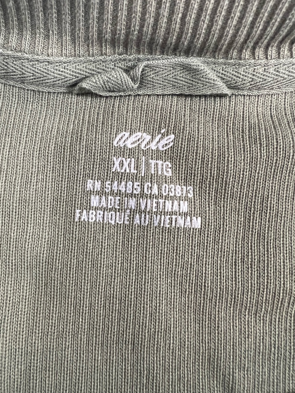 Aerie New Love Corded Cropped Crew Sweatshirt - olive green - Picture 2 of 6